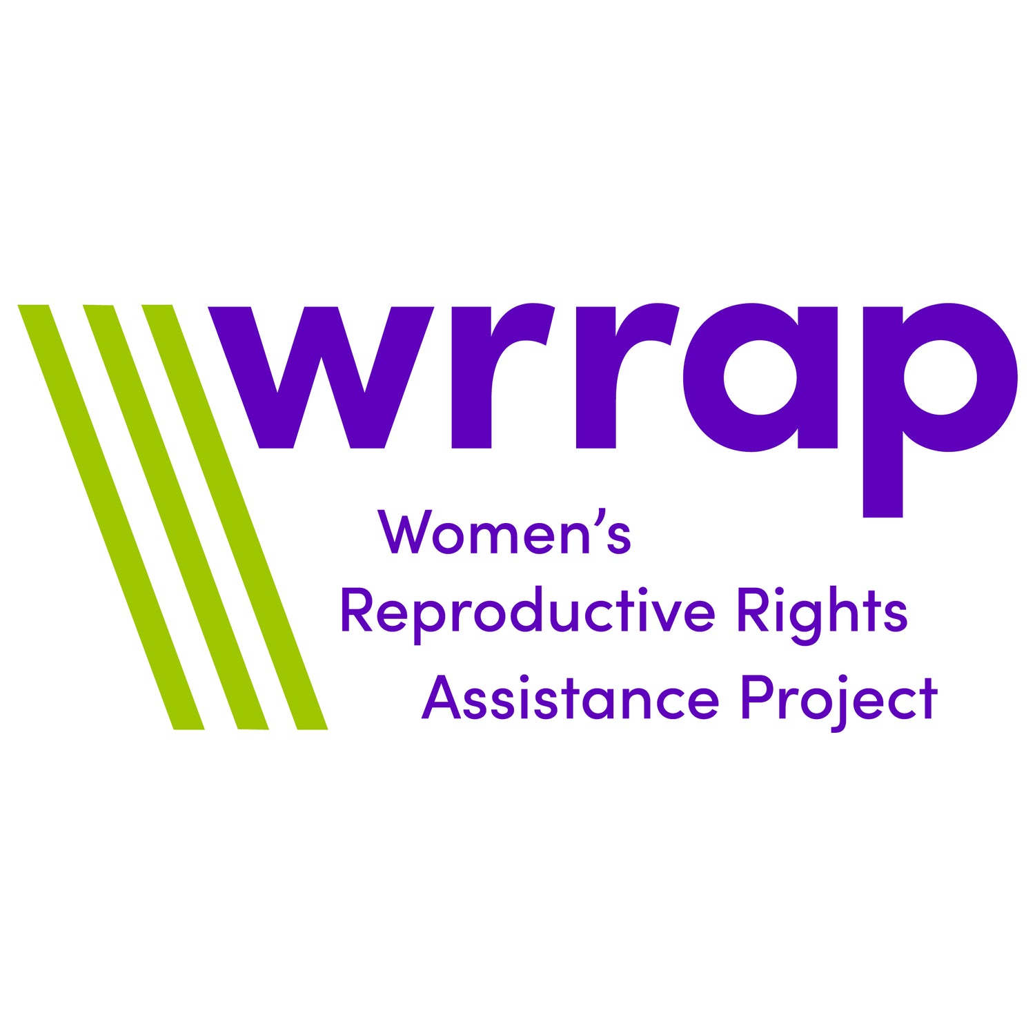 The WRRAP logo in green and purple with the words "Women's Reproductive Rights Assistance Project" spelled out underneath